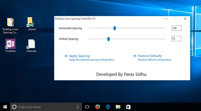 Windows 10: Die Desktop-Icons haben nun einen viel kleineren Abstand.
