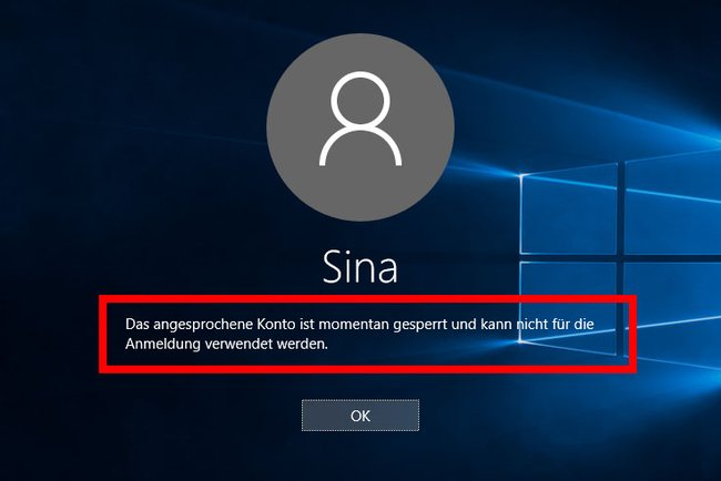 Windows 10: Wir haben mehrmals das falsche Passwort eingegeben. Das Konto ist vorübergehend gesperrt.