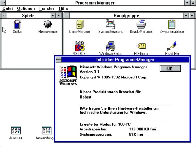So sah Windows 3.1 aus. (Bild: GIGA)
