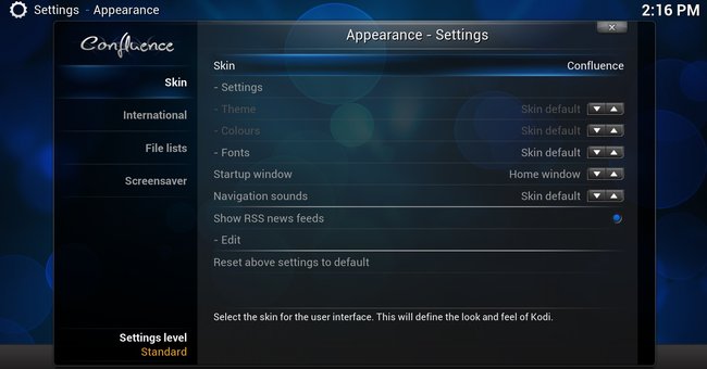 Anleitung zum Austausch der Skins bei Kodi schritt zwei
