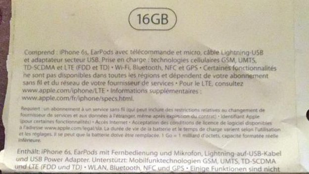 iPhone 6s: Verpackung einer angeblichen 16-GB-Variante gesichtet
