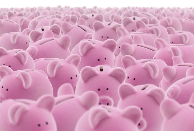 Postbank tagesgeld große gruppe pinkfarbener sparschweine