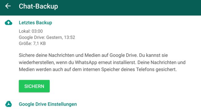 Mit dem WhatsApp Google-Drive-Backup stellt ihr schnell eure Bilder und Daten wieder her. Bild: GIGA