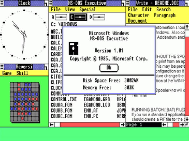 Ein Screenshot von Windows 1.0. Bild: devblogs.microsoft.com)