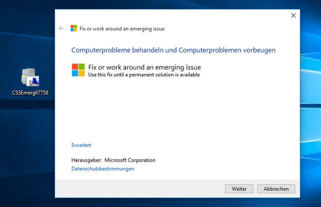Die Datei behebt das Problem mit den Windows-10-Einstellungen.