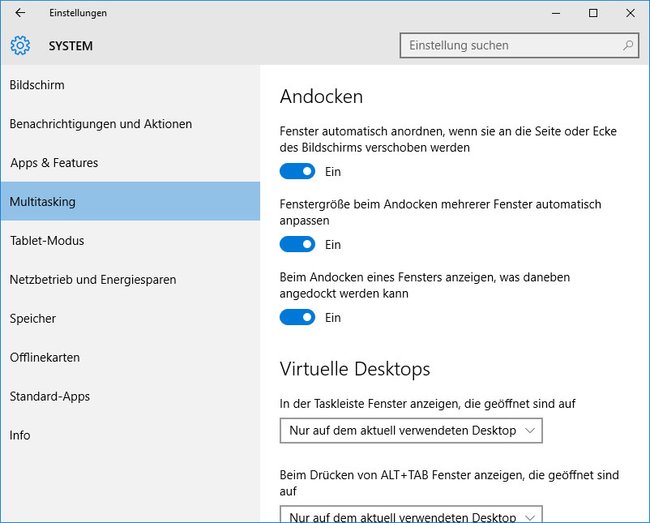 Die Einstellungen in Windows 10 sind sehr textlastig.