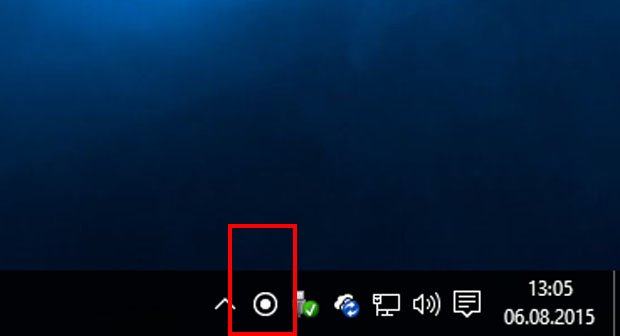 Windows 10: Ab und an taucht der kleine Kreis in der Taskleiste auf.