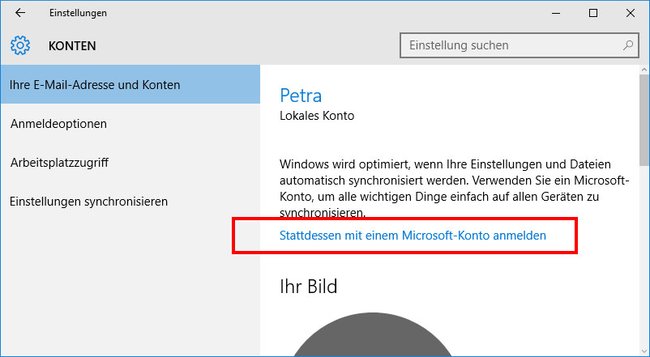 Windows 10: Hier könnt ihr euch wieder mit eurem Microsoft-Konto anmelden.