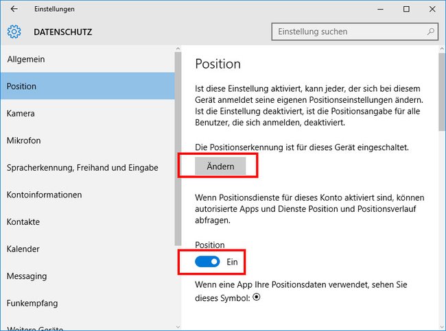 Windows-10-Position: Wenn ihr einen dieser Optionen ausschaltet, funktioniert Cortana nicht mehr.