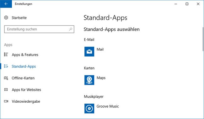 Hier legt ihr Standard-Apps fest und ändert sie bei Bedarf.