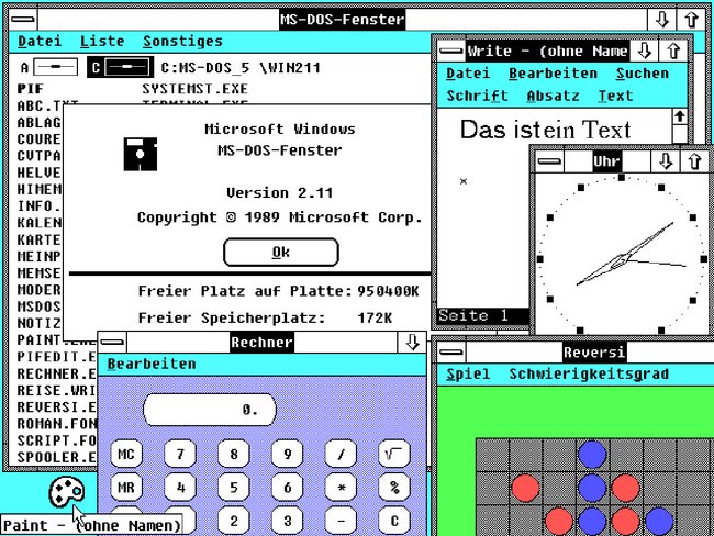 Ein Screenshot von Windows 2.11. Bild: Wikipedia)