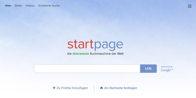 Die Webseite Startpage greift anonym auf Google-Suchergebnisse zurück.