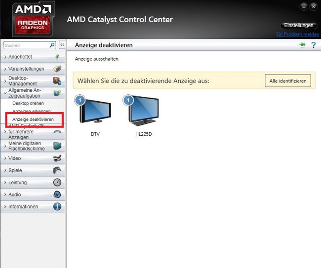 Im Catalyst Control Center könnt ihr bei AMD-Grafikkarten die Bildschirme einstellen. Bildquelle: GIGA