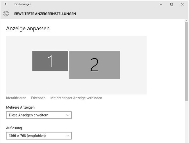 Hier definiert ihr den Haupt- und Nebenmonitor. Bildquelle: Microsoft