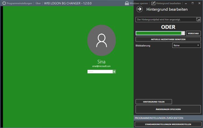 Mit dem Tool W10 Logon Background Changer stellt ihr ein Bild oder eine Farbe als Login-Hintergrundbild ein