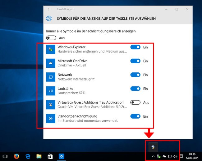 Windows 10: Hier stellt ihr ein, welche Symbole unten rechts in der Taskleiste angezeigt werden sollen.