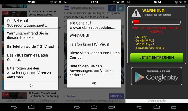 Android-Warnung: Angeblich soll ein Virus (13) auf dem Smartphone sein.