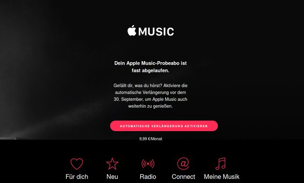 „Gefällt dir, was du hörst?": Apple Music wirbt für Abo-Verlängerung