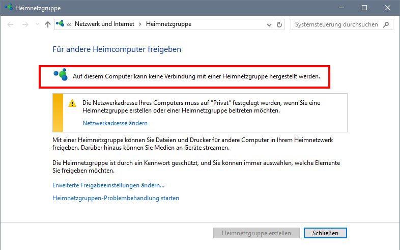 Auf Diesem Computer Kann Keine Heimnetzgruppe Eingerichtet Werden Win7 www.giga.de