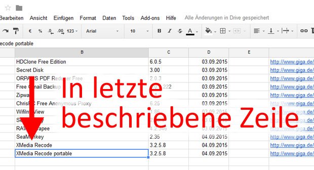 Excel Vba Letzte Zeile Mit Inhalt Ermitteln Excel: In letzte beschriebene Zeile springen