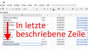 Excel: In letzte beschriebene Zeile springen