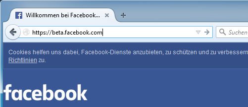 Ersetzt das "www" durch "beta", um euch in Facebook einzuloggen.