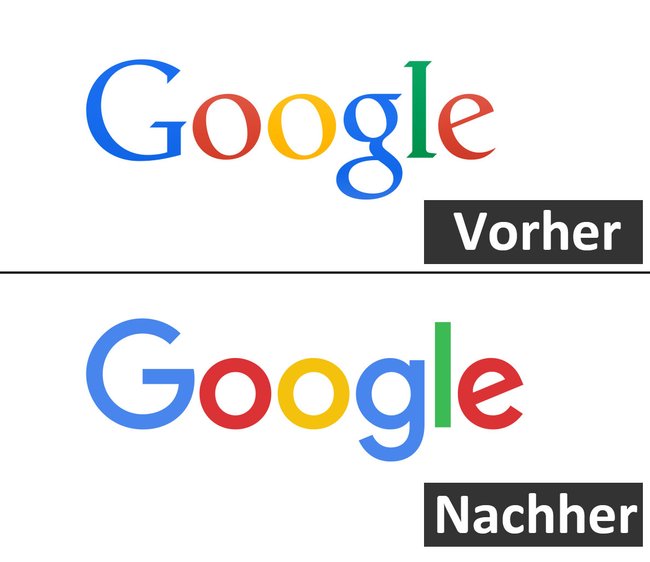 Das Google-Logo 2015 im Vergleich zum Vorgänger aus dem Jahr 2013.