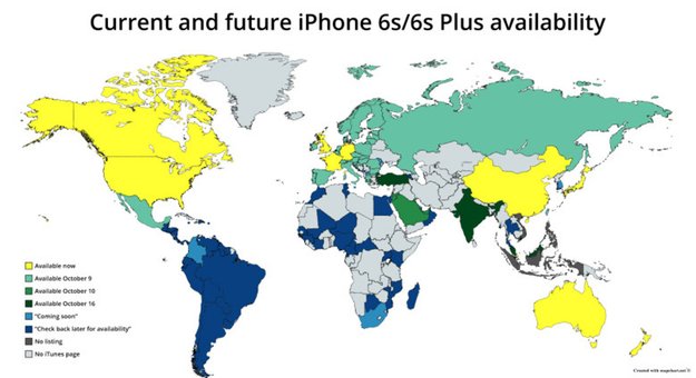iPhone 6s erobert die Welt: Karte zeigt weltweite Verfügbarkeit