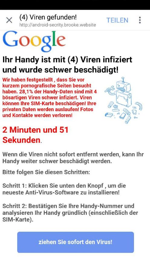 Keine Sicherheitsmeldung, sondern nur ein Popup-Fenster.