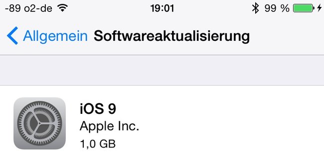 Beweis: iOS 9 ist da. Der Ladevorgang will bei mir aktuell aber noch nicht starten.
