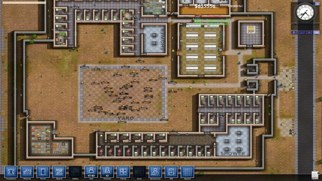 Prison Architect: Auf dem Innenhof eures Gefängnisses verbringen die Häftlinge ihre Freizeit.