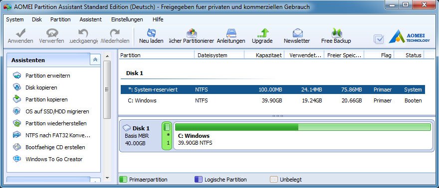 Die für das System reservierte Partition konnte nicht aktualisiert werden
