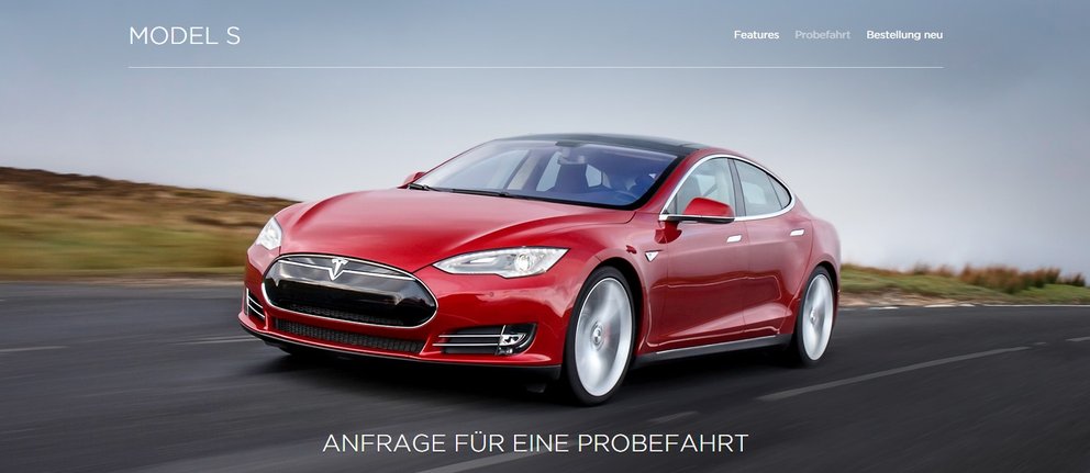 Tesla probefahrt website anmeldemaske