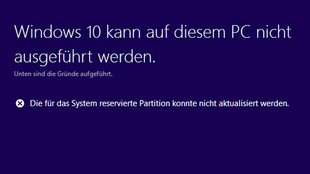 Die für das System reservierte Partition konnte nicht aktualisiert werden