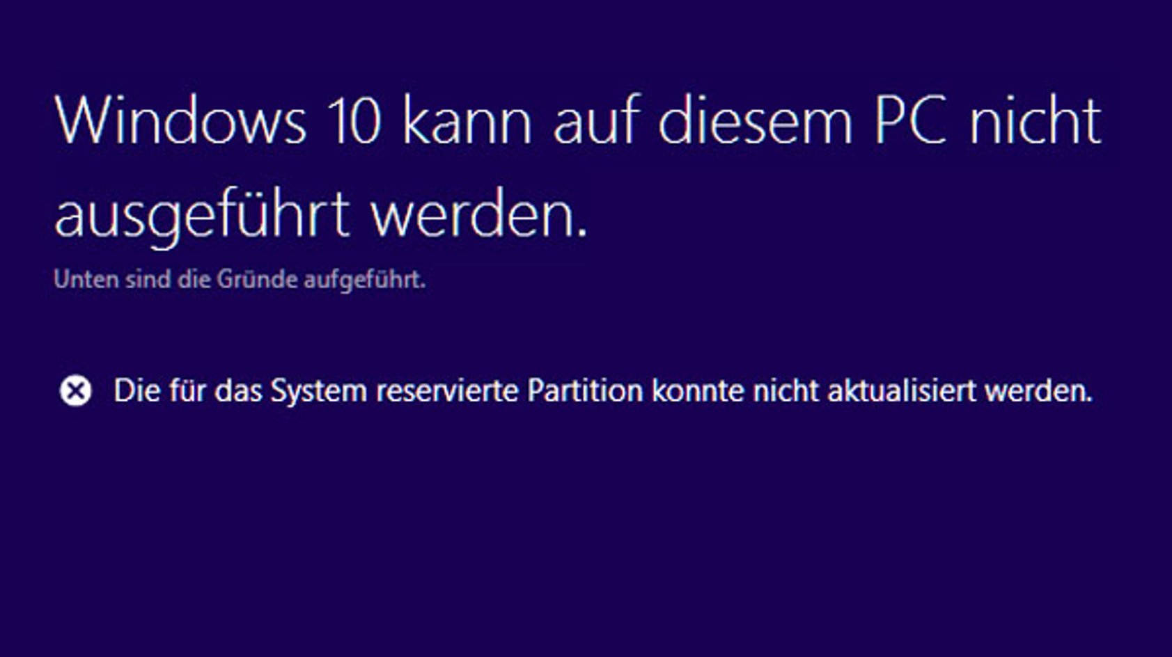 Die Für Das System Reservierte Partition Konnte Nicht Aktualisiert Werden Die für das System reservierte Partition konnte nicht aktualisiert werden