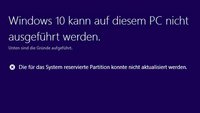 Lösung für Windows 10: System reservierte Partition konnte nicht aktualisiert werden