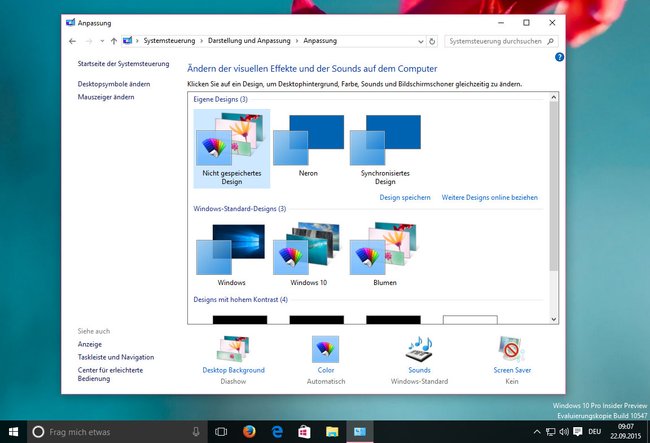 Windows 10: Hier stellt ihr das Design ein.