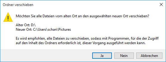 Windows 10: Der Standard-Speicherort der Eigenen Dateien lässt sich jederzeit wiederherstellen.