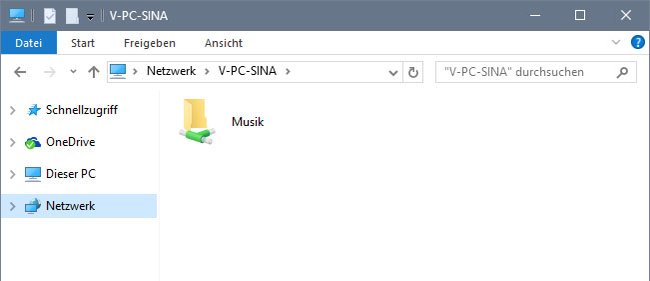 Windows 10: Der freigegebene Ordner taucht unter „Netzwerk“ des anderen PCs auf.