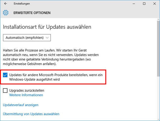 Wenn ihr die Option aktiviert habt, sucht Windows automatisch nach Outlook-Updates.