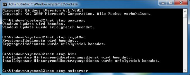 Um den Fehler zu beheben, setzt ihr die Windows-Update-Funktionen zurück.