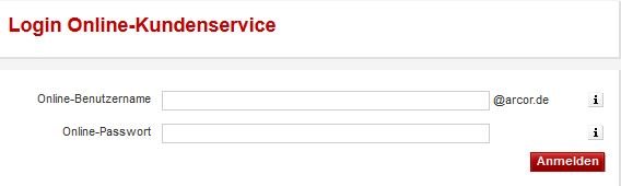 Arcor Login Eingabe