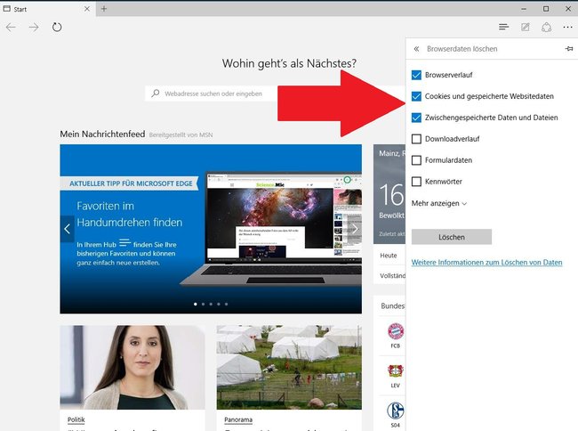 Microsoft Edge Browserdaten löschen