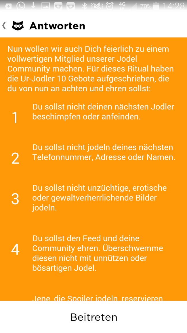 Die zehn Gebote der Jodel-App