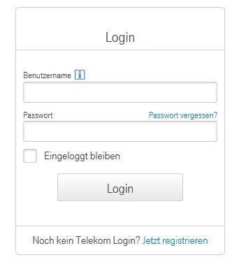 Telekom Login Eingabemaske