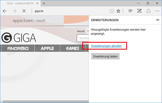 Microsoft Edge: Hier könnt ihr Erweiterungen installieren.