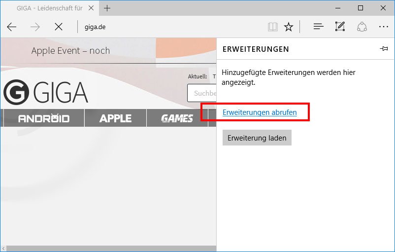 Microsoft Edge: Hier könnt ihr Erweiterungen installieren.