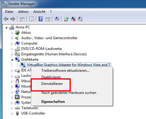 Klickt mit der rechten Maustaste auf die Grafikkarte und wählt „Deinstallieren“ aus. Bild: GIGA