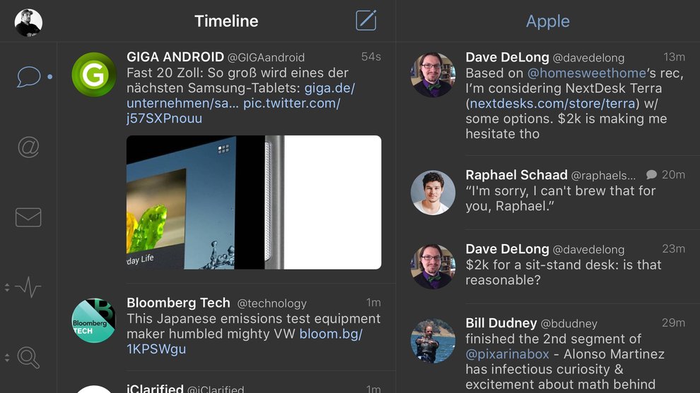 iPhone 6s Plus – Querformat-Modus Tweetbot 4