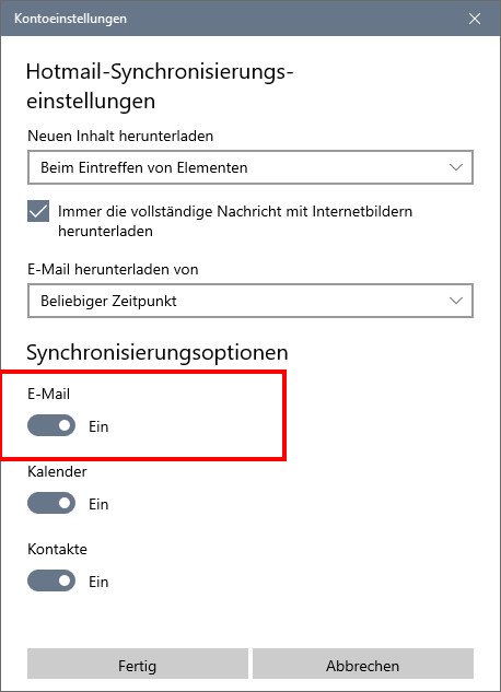 Schone E Mail Wird Synchronisiert Hort Nicht Auf Ebenbild